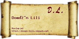 Domán Lili névjegykártya